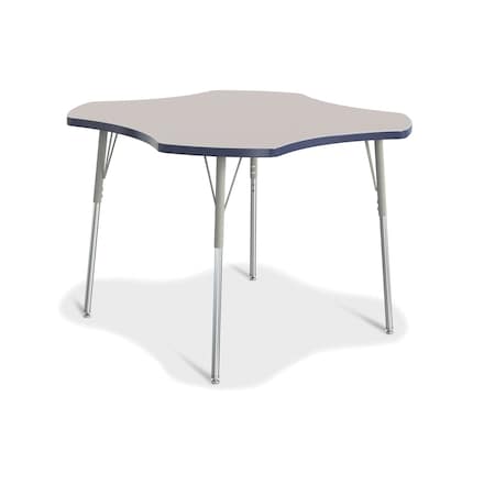 Jonti-Craft Berries Four Leaf Activity Table, A-height, Freckled Gray/Navy/Gray 6453JCA112